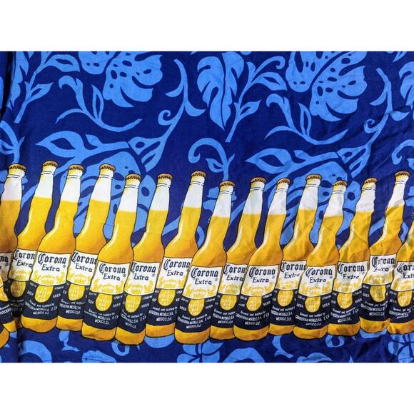 Corona Beer Beach Sarong Wrap 19x57" Swimsuit Cover Up Blue Bottles Fringe - Picture 7 of 7